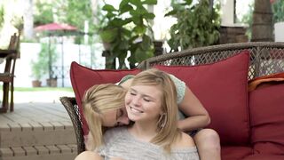 Stepsisters Kate England and Melissa May eat each others' snatches