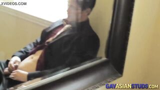 Muscly gay asian chap wanking