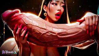 Asian - Thick Koreans - Titfuck & Blow job-job Interracial Fucking - Animated Porn (ASMR Sound) (4K AI Generated)