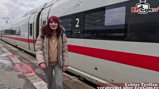 German Squirt Queen picked up at the train station by the user and screwed without a condom