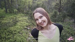 Sexy nymphomaniac in the forest made me cum in her mouth
