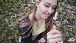 Sexy nymphomaniac in the forest made me cum in her mouth