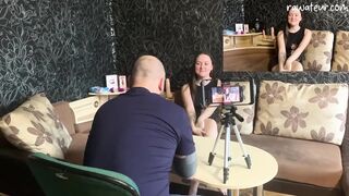 Russian Casting Daybed Try-out: Naughty Amateur Honey Gets Creampied with Buttplug Play!