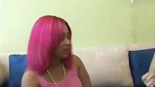 Ebony fucks hot blonde with a strap on Black Market