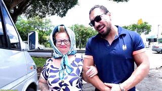 Obese Tattooed Mature Booty Fucked in Driving Van