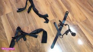 Leather Self-bondage in My Favorite Snatch-perfect Position Begging to Be Used
