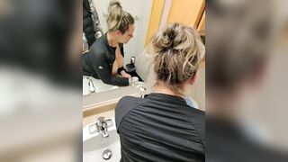 Sneaky Sex with Lewd Wife in the Baths After Party