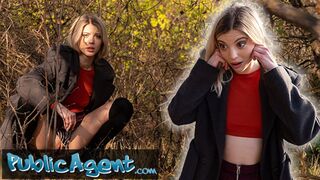 Public Agent She's having a piss in public and gets caught by guy with a big wang