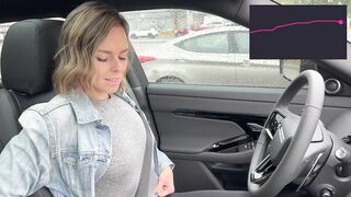 Cumming hard in public drive thru with Lush remote controlled dildo