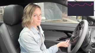 Cumming hard in public drive thru with Lush remote controlled dildo
