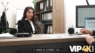 VIP4K. Hawt 18-year-Old Brunette gets screwed Hard in the Office to secure a Loan