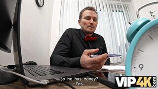 VIP4K. Hawt 18-year-Old Brunette gets screwed Hard in the Office to secure a Loan
