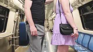Watching how my wife is touched in public. She stroke stranger's erection on crowded subway