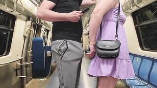 Watching how my wife is touched in public. She stroke stranger's erection on crowded subway