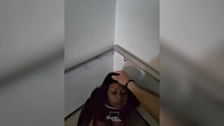 Shy Girl Gets Convinced in Elevator to Gulp a Stranger's Cum