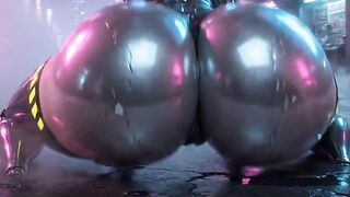 sexy curvy robot pleasing her taskmaster