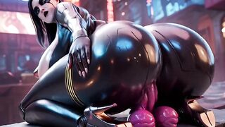 sexy curvy robot pleasing her taskmaster