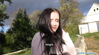 Public Agent Sexy brunette lady bangs and sucks to make ex jealous