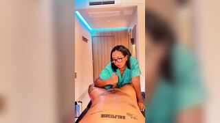 POV Fleshly Latina Massage - Relaxing Music, HJ & Oral pleasure Finish