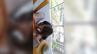 My Husband and I Had Fun in a Rented Apartment, Fellatio Sex on the Balcony Overlooking the Street, and Sex in the Bedroom.
