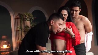 A husband shares his mature wife's vagina with his friends