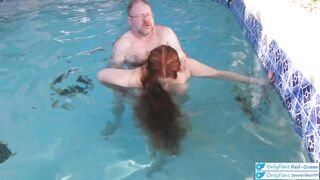 Underwater Outdoor Pool Sex with Long Hair Redhead Rapunzel MILF