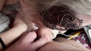 Amateur Wife Sucks off Hubby’sFriend, Takes Load on Tongue