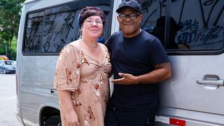 BBW Mature Rough Ass Fisted During Bus Drive
