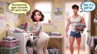 Stepmom's Forbidden Laundry Secret During the time that on the Phone (AI generated)