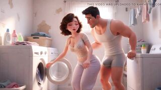 Stepmom's Forbidden Laundry Secret During the time that on the Phone (AI generated)