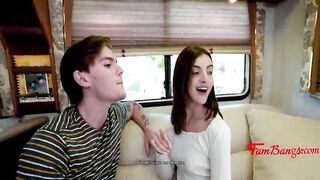 Teen Has Her first In The Back Of The Family RV ON A Road Trip