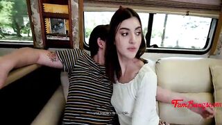 Teen Has Her first In The Back Of The Family RV ON A Road Trip