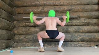 The sexy chap works out