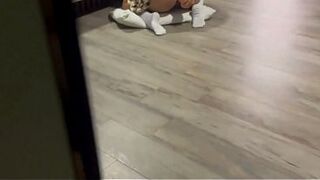 Student with a huge ass gets her anal masturbation recorded by her dissolute stepfather with his jock in his hand.