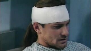 Injured patient in head bandage gets nurse vagina