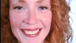 Playful redhead gives fleshly oral-sex