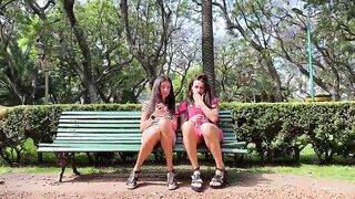 two beauties tempt us in a public place and we drilled her with a friend