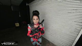 VR Conk: Busty Brunette Sucks a Massive Ramrod in The Car in Cosplay Porn