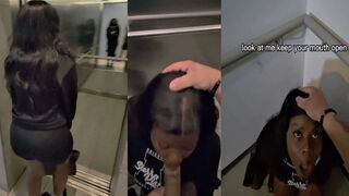 Shy Hotty Gets Convinced in Elevator to Drink a Stranger's Cum