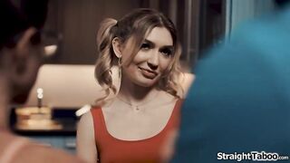 Cheerleader Marykate Moss is shocked that her busty milf coach Cory Pursue and her husband want to have sex with her but it seems she has no choice