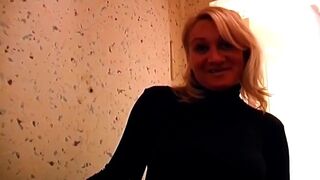 Older Golden-haired Sucks Balls and Sex-toy Fucks Leaking Cunt