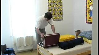 Busty golden-haired aged is getting drilled on the bed