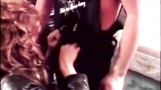 Older biker doxy Jordan Lee bends over and gets her vagina pounded from the back