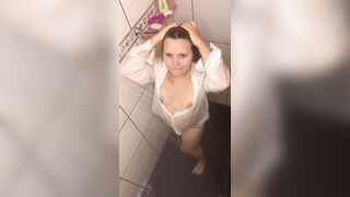 I stepped into the shower in a white tee, let it cling to my body, and ended up touching myself all