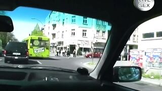 Sweetheart Pounds Wet Snatch with Blue Dildo in Car