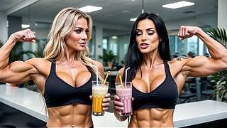 Female Bodybuilders naked in the gym !! (Stripped in Public AI-Entertainment)
