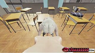 Slutty Nadine College Babe Animation - Wanking and Servicing Giant Schlong with Handjob, Indecent Oral sex sex Session in School Room Full of Moaning and Gloryhole Swallow