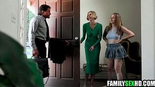 Pervy Stepdad Screws Stepdaughter & Stepmom in trio