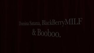 Part 1: Female-dominator Satana and Blackberrymilf Does Some Edging on Booboo