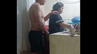Mexican woman having anal-copulation in the kitchen, hurry up my boss will arrive any minute now. Mexico City